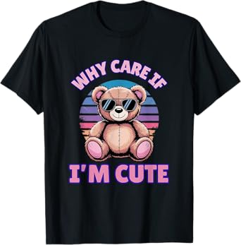 Funny Cute Teddy Bear Retro Sunset Design T-Shirt
