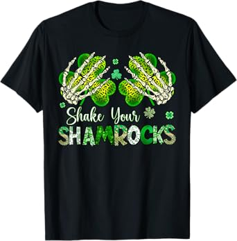 Shake Your Shamrocks Skeleton Hands Lucky Charms Patricks T-Shirt