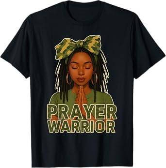 Prayer Warrior Locs Christian Black Woman Camo Bandana T-Shirt