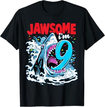 Kids 9th Birthday Shark 9 | Jawsome Nine Year Old Bday Gift T-Shirt