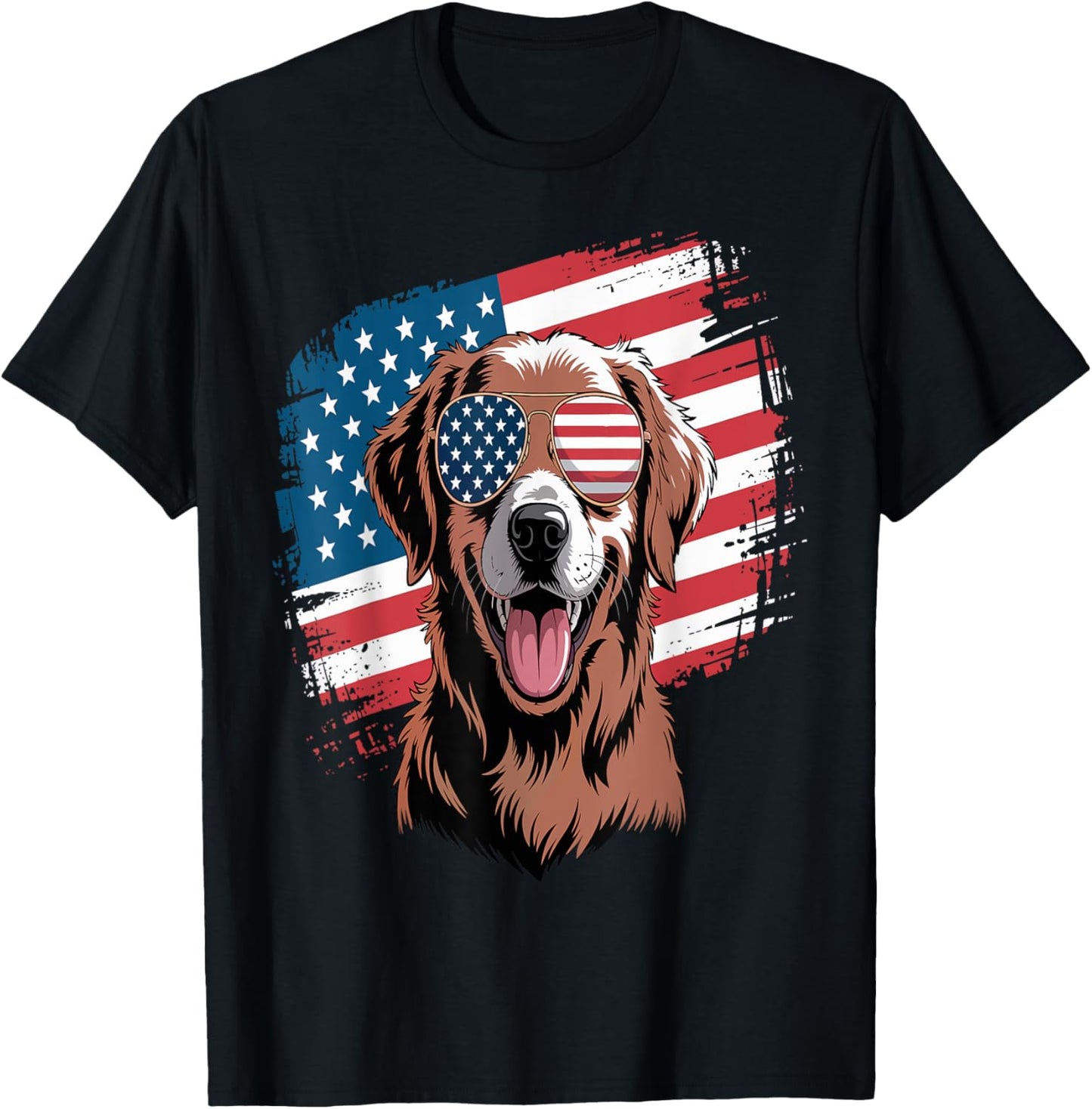American Flag Golden Retriever Usa Retro 4th Of July Men Kid T-shirt