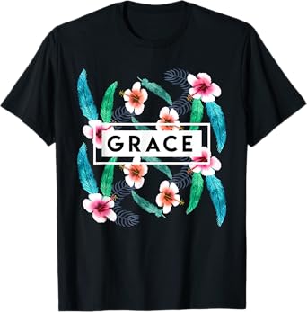 Grace On Flowers Religion Faith God Jesus Christian Gift T-Shirt