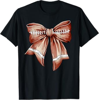 Coquette Bow Pumpkin American Football Thanksgiving Autumn T-Shirt