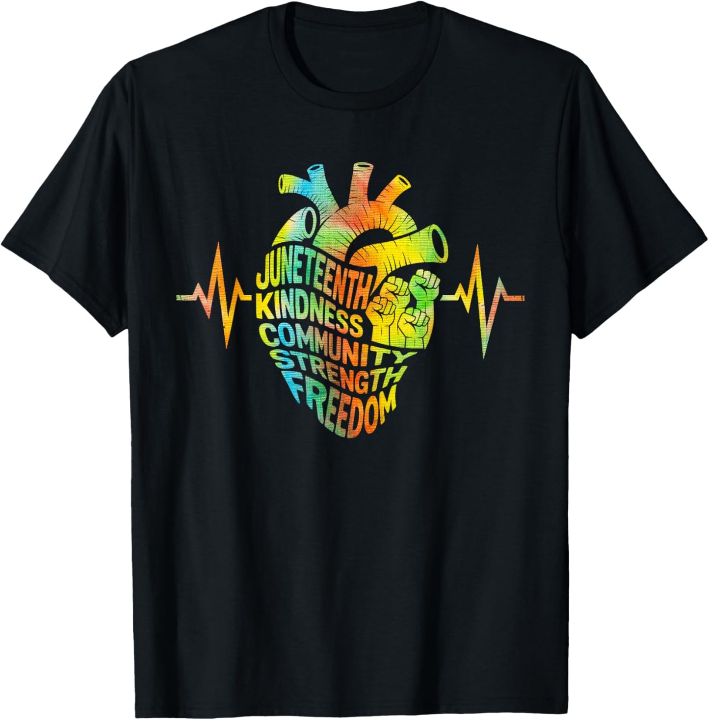 Tie Dye Juneteenth Heartbeat Black History African Melanin T-Shirt