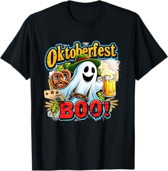 Oktoberfest Ghost Boo Beer Pretzel Funny Prost Design T-Shirt