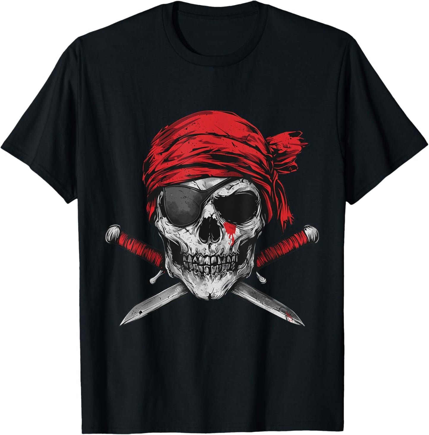 Pirate Flag Skull And Crossbones Skeleton Graphic Halloween T-Shirt