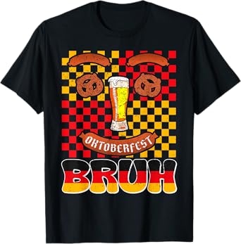 Bruh Oktoberfest Beer Pretzel Sausage Smile Face Costume Men T-Shirt