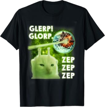 Glerp Glorp Funny Alien Cat Cat Meme Brainrot Dank Memes Men Women T-Shirt