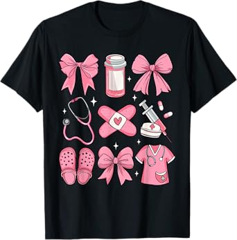 Nurse Valentines Day Coquette Bow Valentine Nurse RN PCT CNA T-Shirt