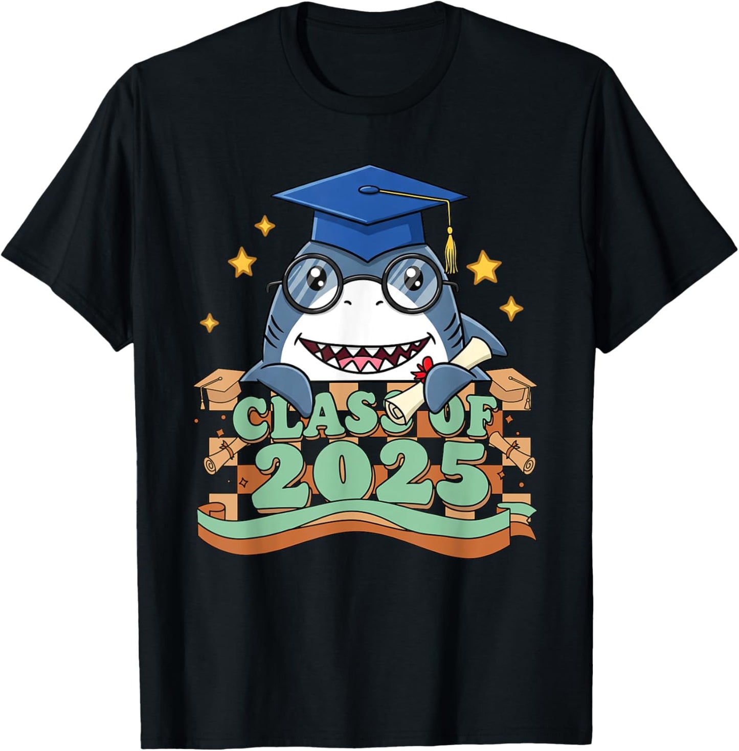 Graduate Shark Class Of 2025 Kids Mens Womens Graduation T-Shirt