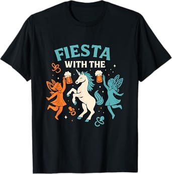 Fiesta with Fairies Unicorn Beer Pacifier Design T-Shirt