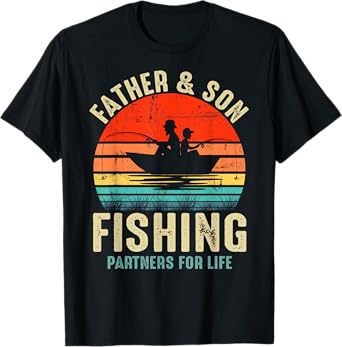 Father and Son Fishing Partner For Life Retro Matching Dad T-Shirt