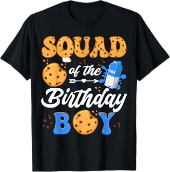 Squad Of The Birthday Boy Milk And Cookies 1St Birthday T-Shirt