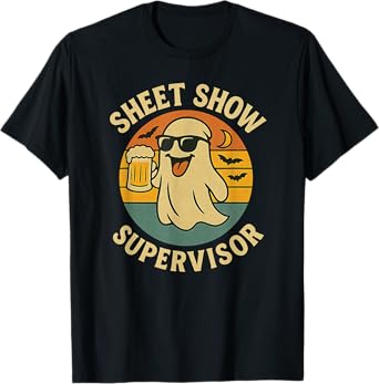Sheet Show Supervisor Funny Retro Halloween Party Ghost T-Shirt