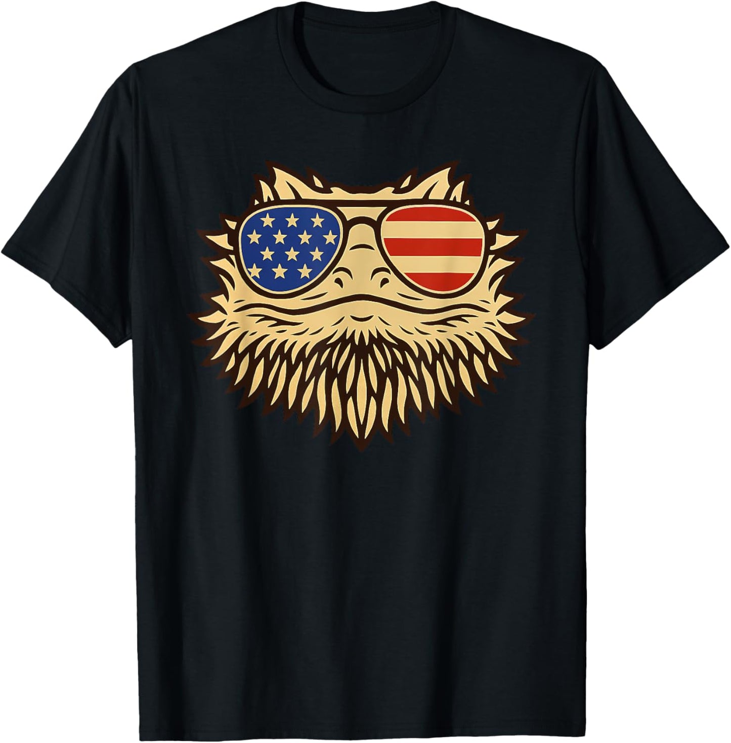 Patriotic Bearded Dragon USA Flag Sunglasses Design T-Shirt