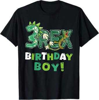 Three Rex 3rd Birthday Third Dinosaur 3 Year Old T-Shirt