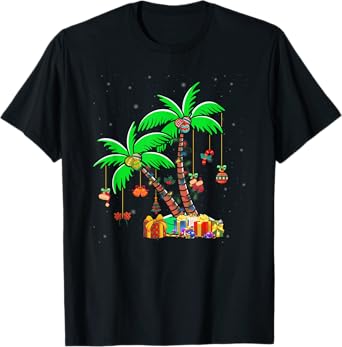 Christmas Palm Tree Tropical Xmas Coconut Lights T-Shirt