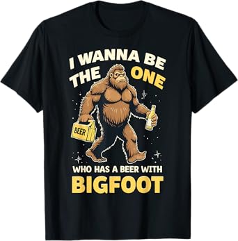 Funny Beer With Bigfoot Sasquatch Beer Lover Drinking Party T-Shirt