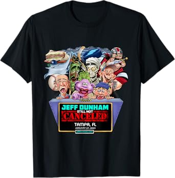 Jeff Dunham Black Cartoon T-Shirt, Unisex-Adults/Kids, Small, Short Sleeve, Classic Fit, Modern Style, Limited Edition Design, Jeff Dunham Tampa, FL (2023) T-Shirt