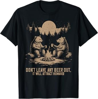 Funny Camping Campsite Black Bear Wilderness and Beer T-Shirt