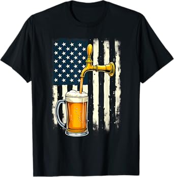 US Flag Craft Brewery Pouring Beer T-Shirt