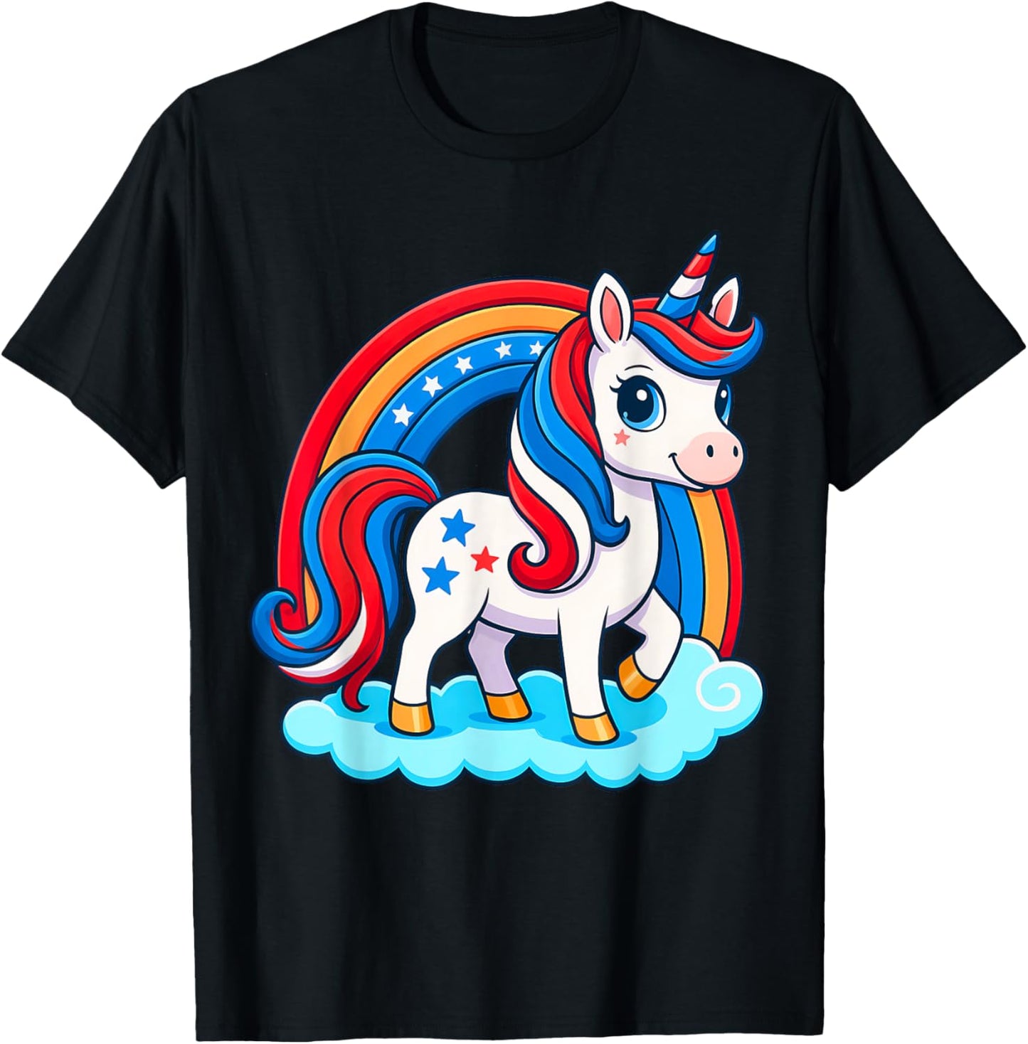 Girls 4th Of July Unicorn Usa Flag Toddler Patriotic Kids T-shirt