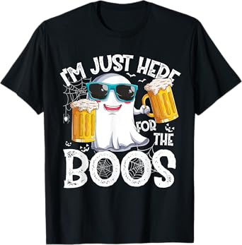 I'm Just Here For The Boos Funny Halloween Tee Men Ghost T-Shirt