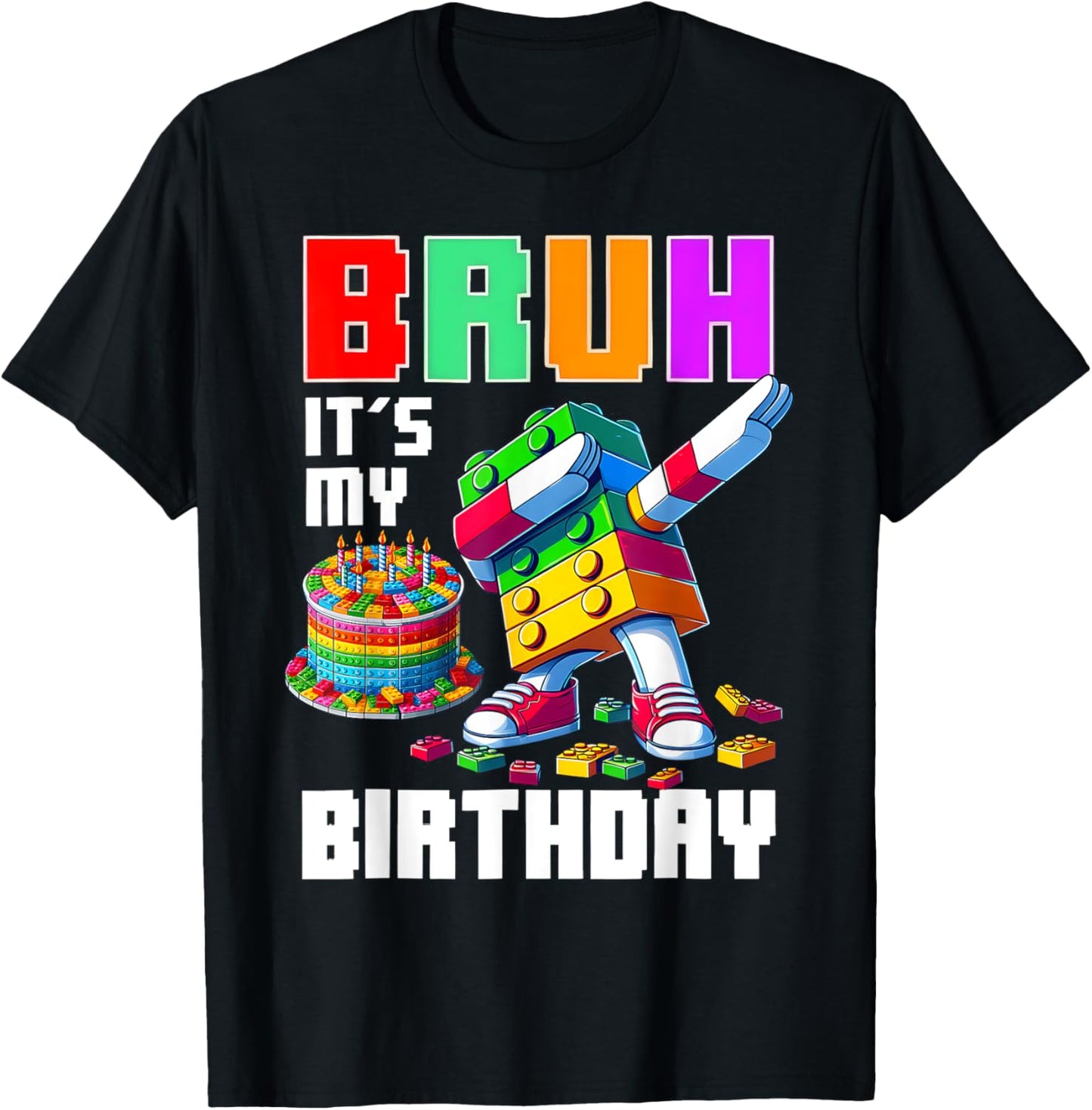 Vintage Bruh Its My Birthday Master Builder Dabbing Blocks T-Shirt