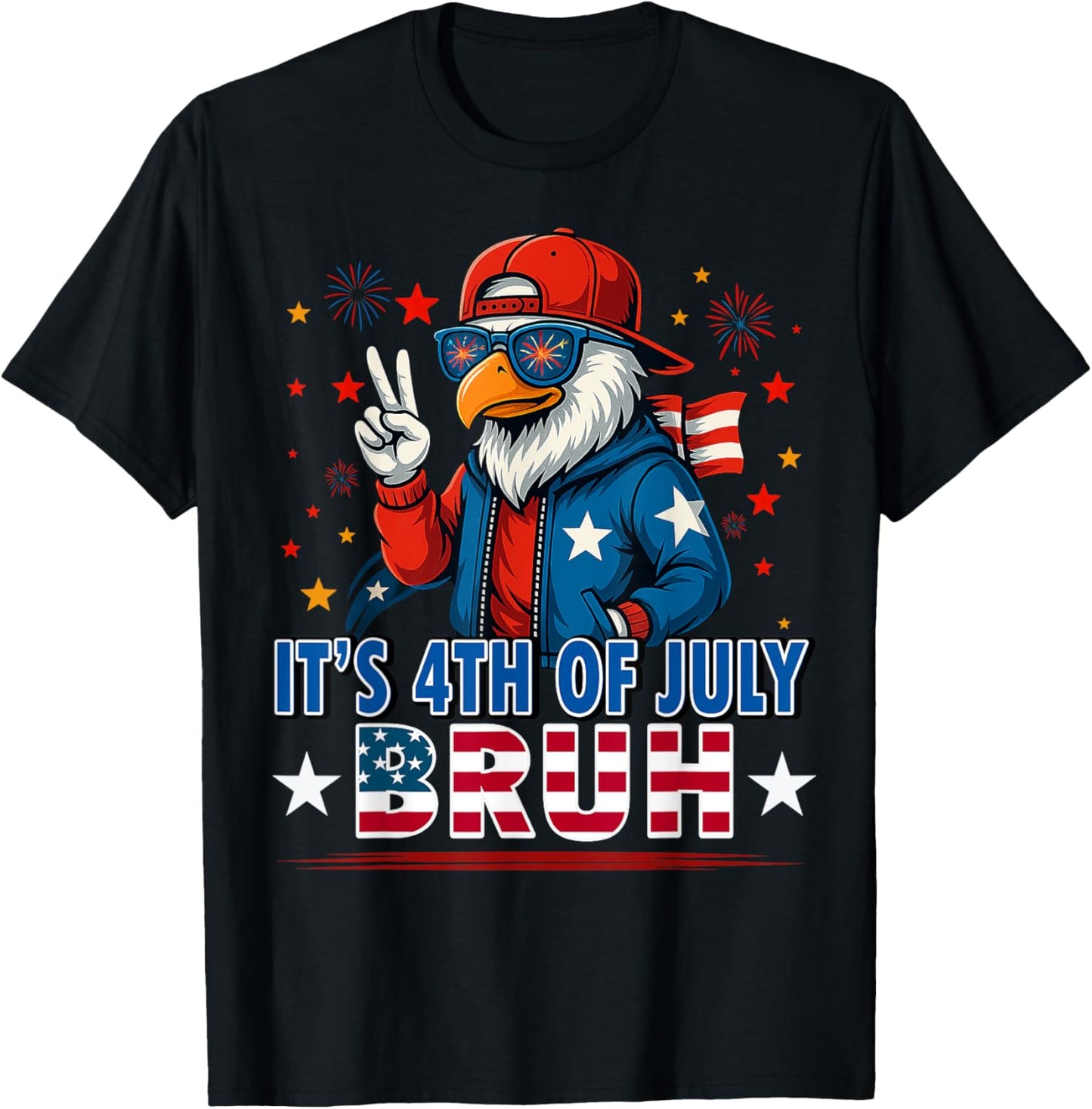 Bruh 4th Of July Boys Kids Fourth Of July Bald Eagle T-shirt