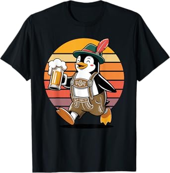Retro Penguin Beer Drinking Penguins T-Shirt