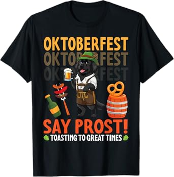 Say Prost Newfoundland Dog Pretzel & Beer Oktoberfest Vibes T-Shirt
