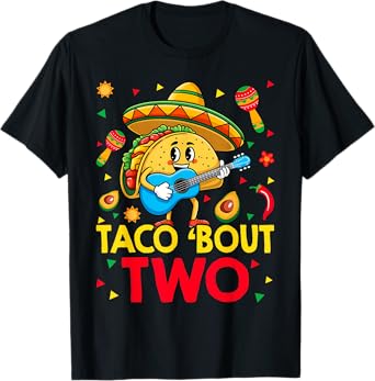 Cute Taco Bout Two 2nd Second Birthday 2 Year Old Boys Girls T-Shirt