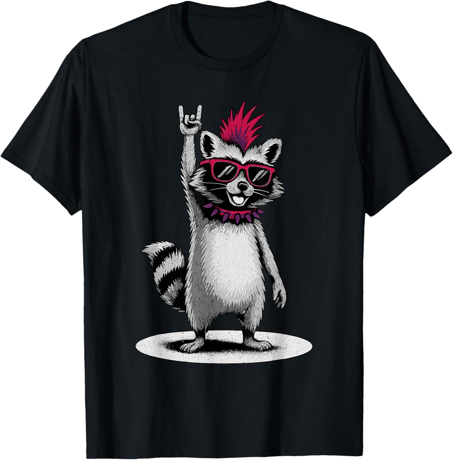 Raccoon Punk Rock and Roll Men Kids Women Funny Raccoon T-Shirt
