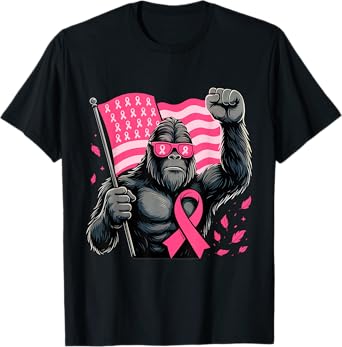 Bigfoot Pink Ribbon Breast Cancer Awareness Month Men T-Shirt
