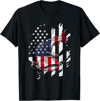 Catfishing American Flag - Catfish Angler Fisherman T-Shirt