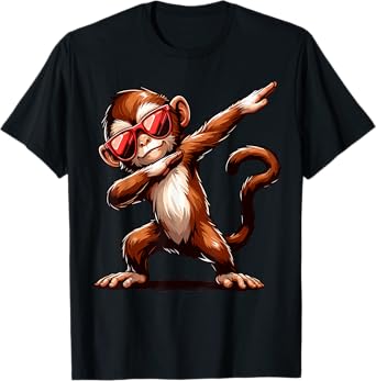 Dabbing Monkey with Sunglasses Monkey Animal T-Shirt