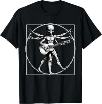 Vitruvian Man Alien Guitarist Funny Music Festival Rock On A T-Shirt