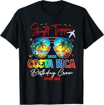 Straight Trippin Costa Rica Birthday Crew Pura Vida Beach T-Shirt