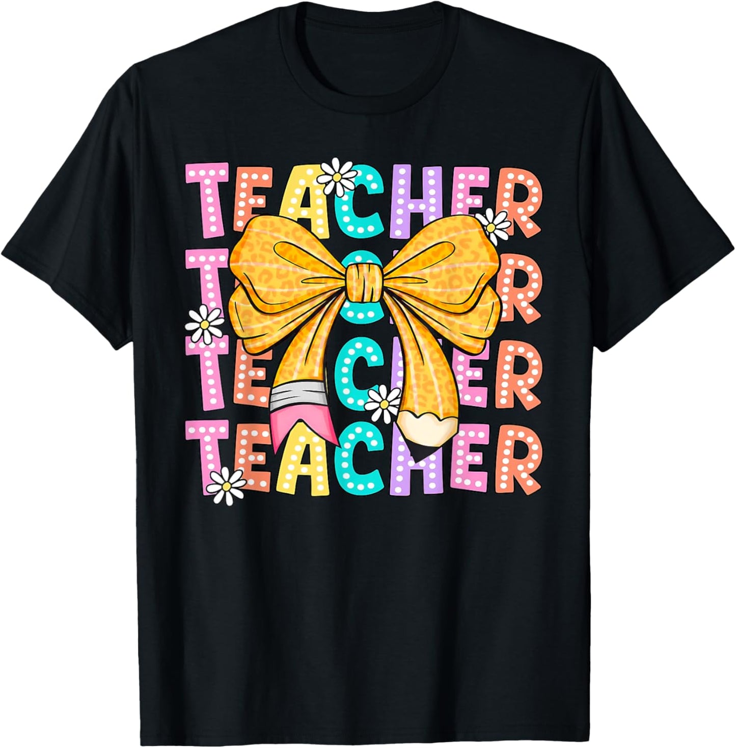 Coquette Bow Teacher Student Happy First Day Back To School Tee by TeeBrew