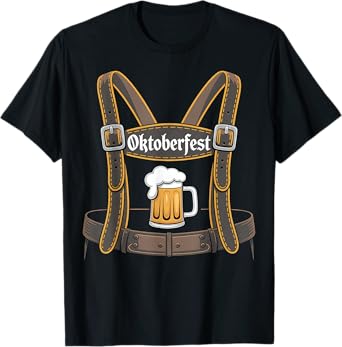 Funny Oktoberfest Lederhosen Beer Mug Costume Outfit T-Shirt