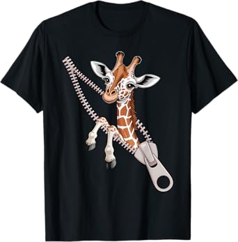 Giraffe Emerging from A Zipper Funny Costume Boys & Girls T-Shirt