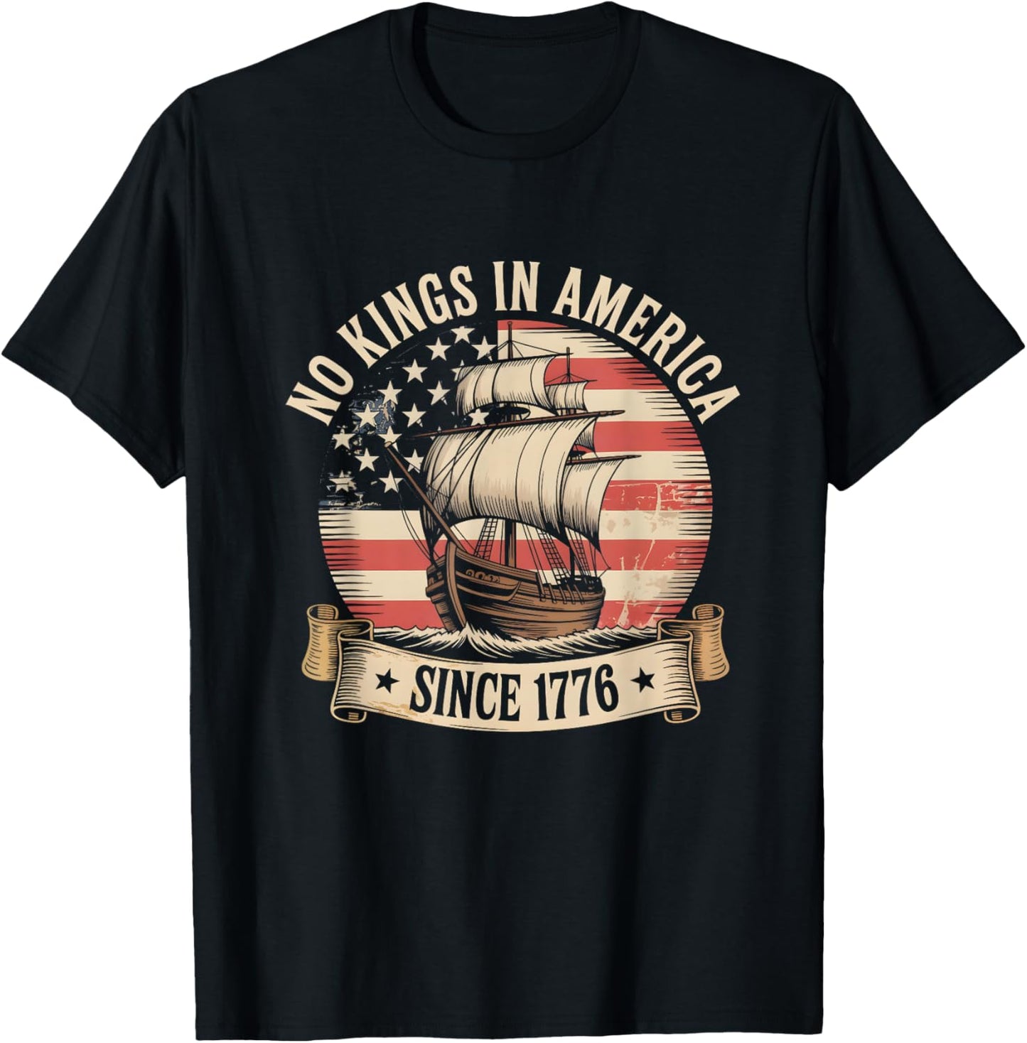 No Kings In America Since 1776 Vintage USA Patriotic T-Shirt