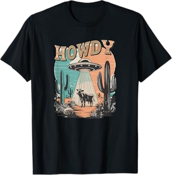 UFO Howdy Alien Cow Ufo Western T-Shirt