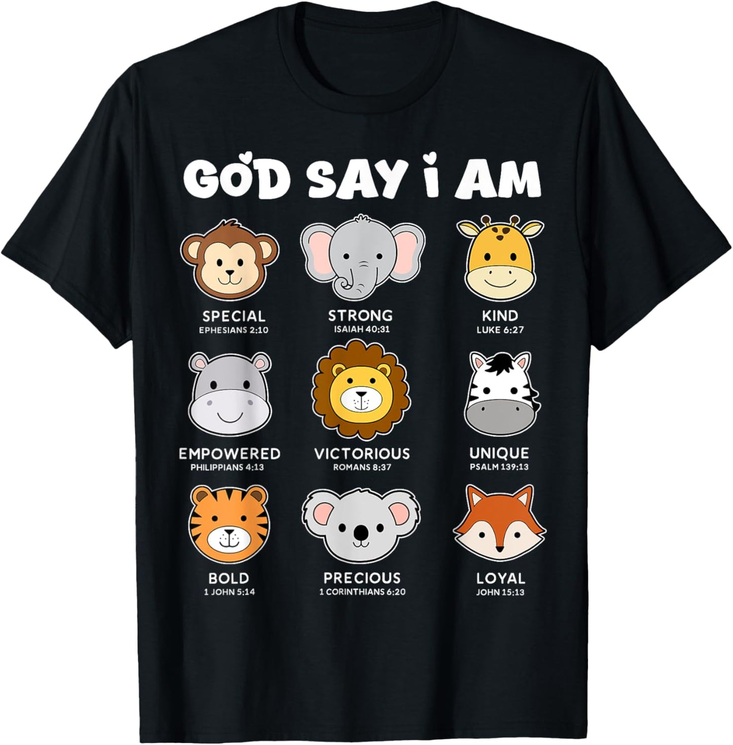 God Say I Am Strong Funny Zoo Animals Toddler Boy Kids Son T-Shirt