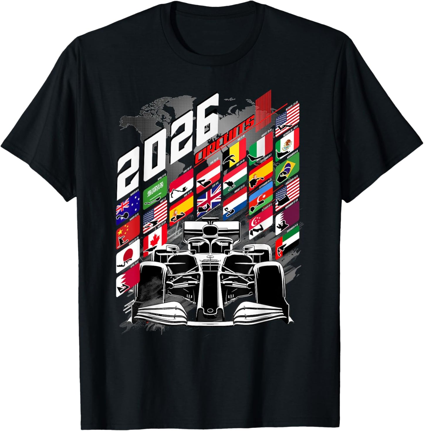 2026 Calendar Racing Circuit Schedule Gear Places T-Shirt