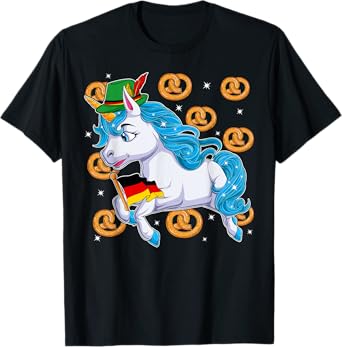 Cute Unicorn Alpine Hat Germany Flag Oktoberfest Women Girls T-Shirt