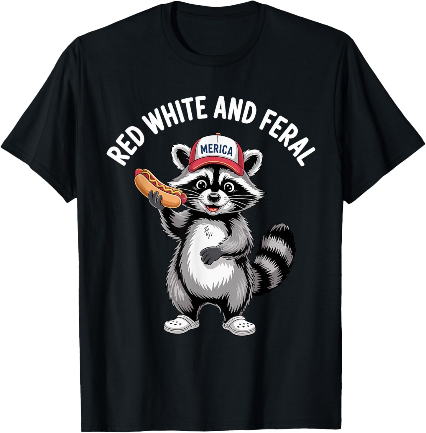 Raccoon 4th Of July Toddler Kids Boys Red White And Feral T-shirt