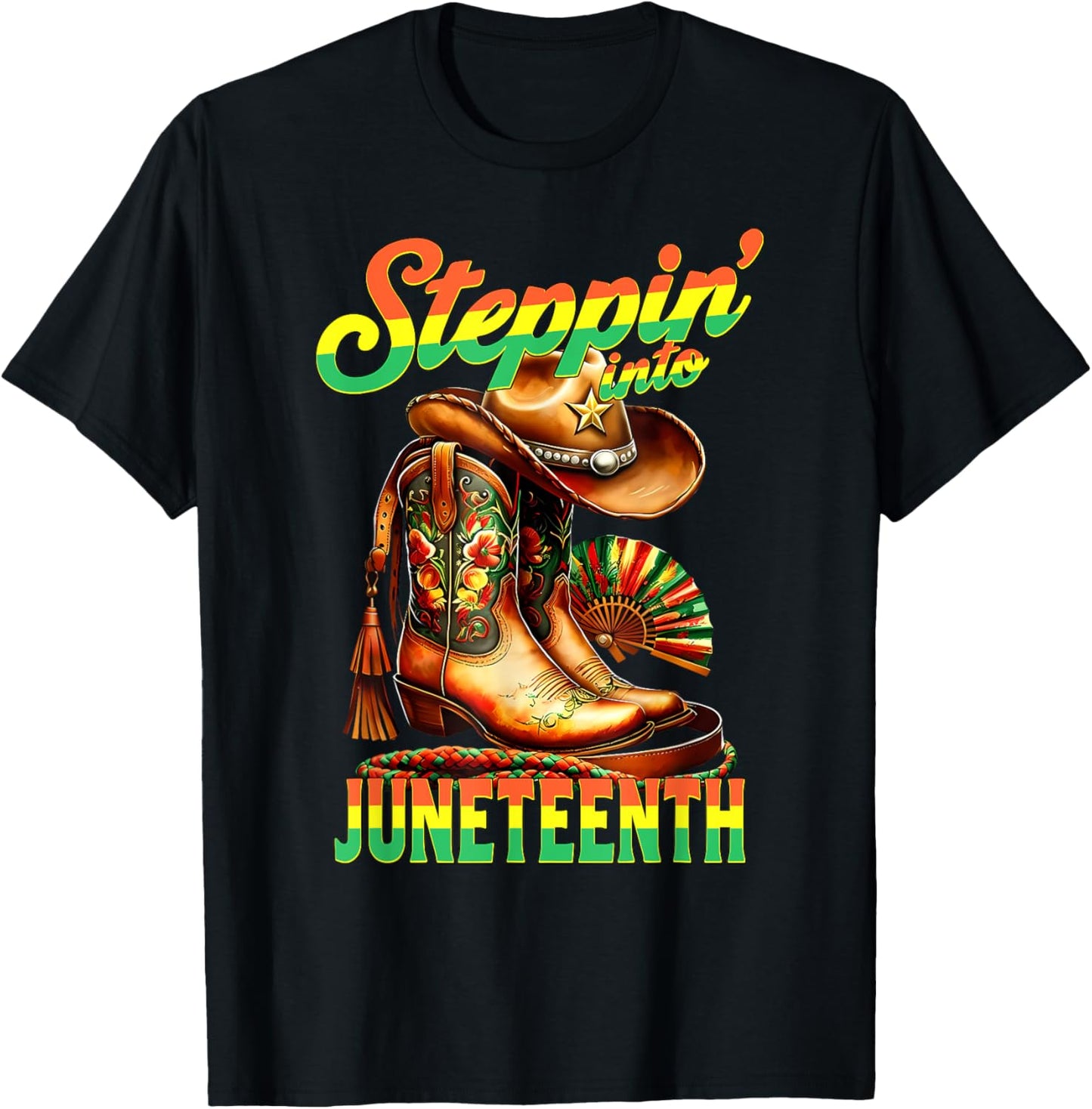 Steppin Into Juneteenth Boots On The Ground Where Them Fans T-Shirt