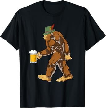 German Bigfoot Lederhosen Funny Beer Oktoberfest T-Shirt