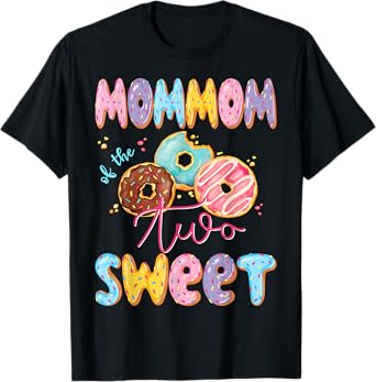 MomMom Of The Two Sweet Donut Matching 2Nd Birthday Girl T-Shirt